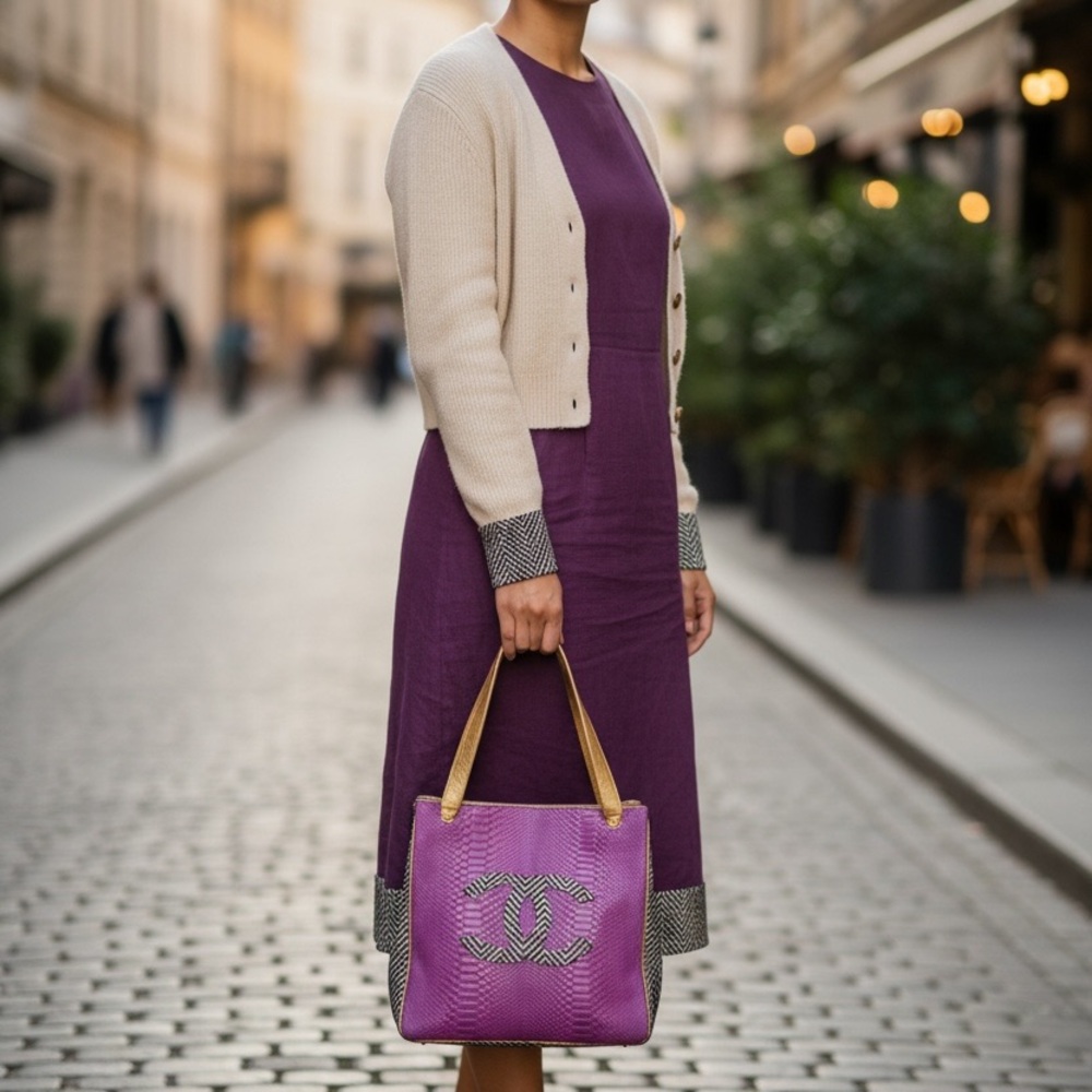 Chanel “The Amethyst” Python & Snake Leather Cc T… - image 6